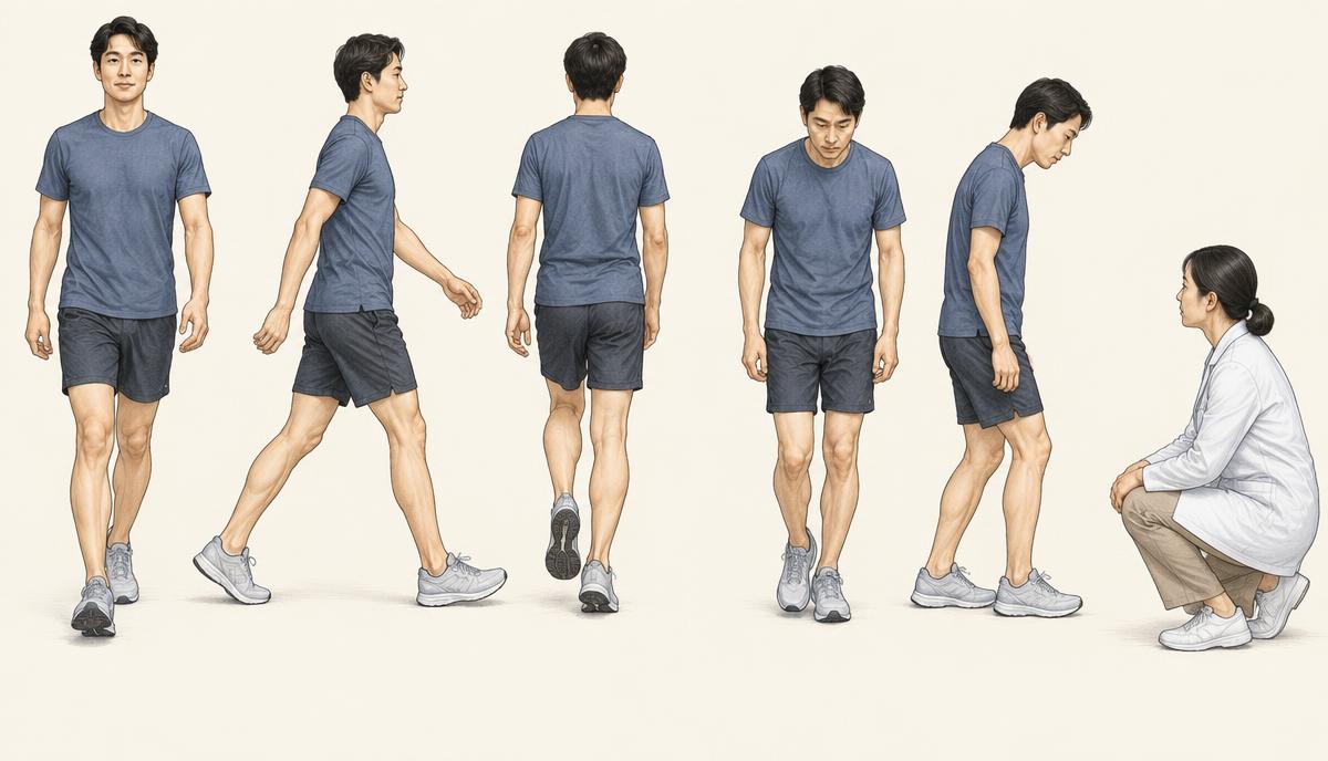 기능적 비대칭과 움직임 제한을 비교한 자세 도해