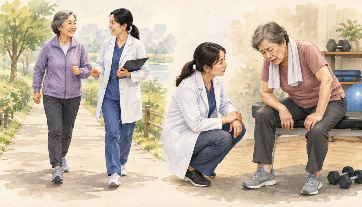 개인에게 맞는 운동량과 과도한 피로를 비교한 운동의학 도해